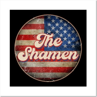 American Flag Personalized Shamen Proud Name Birthday Posters and Art